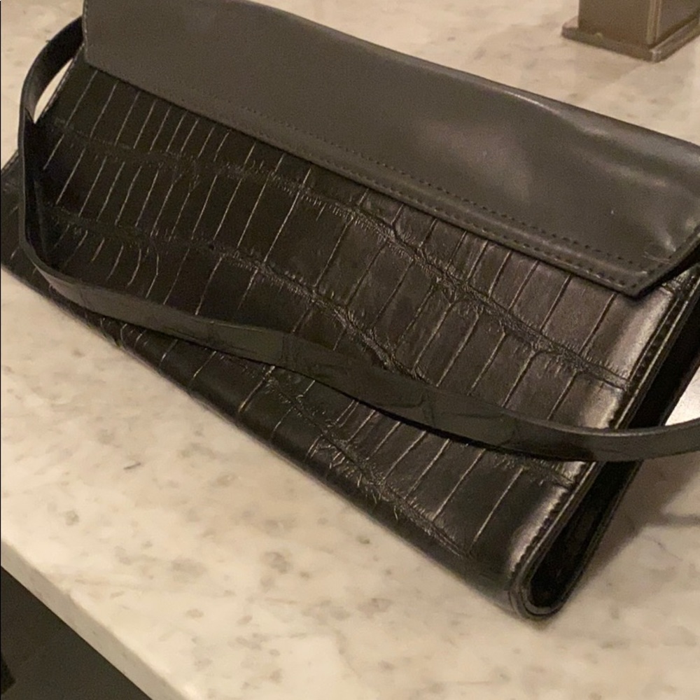 Vintage 1990s Vegan Black Clutch Shoulder Bag - Picture 7 of 9